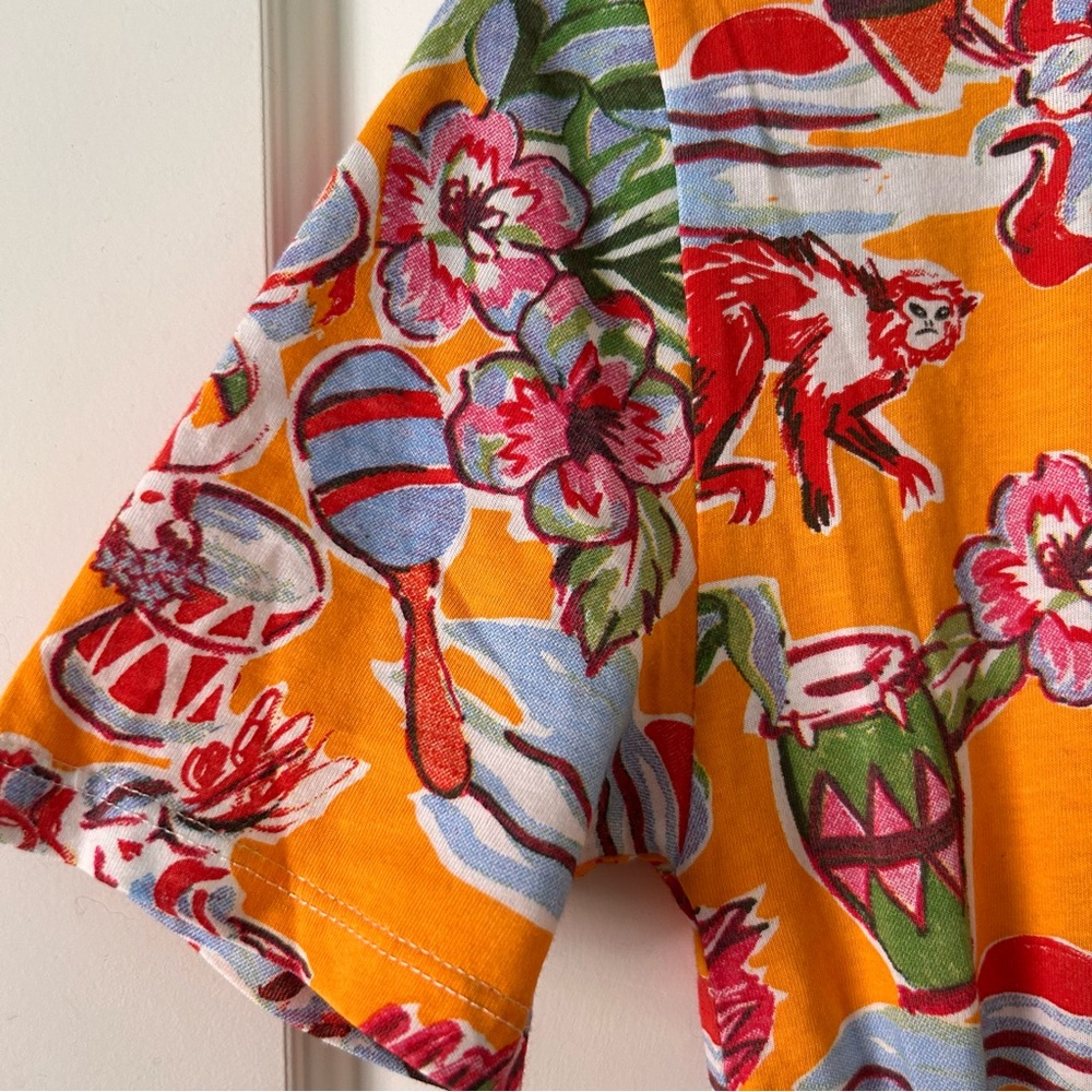 Zara Cut Out Tropical Floral Printed Summer Jersey T-Shirt Mini Dress NWT Small - Picture 5 of 12